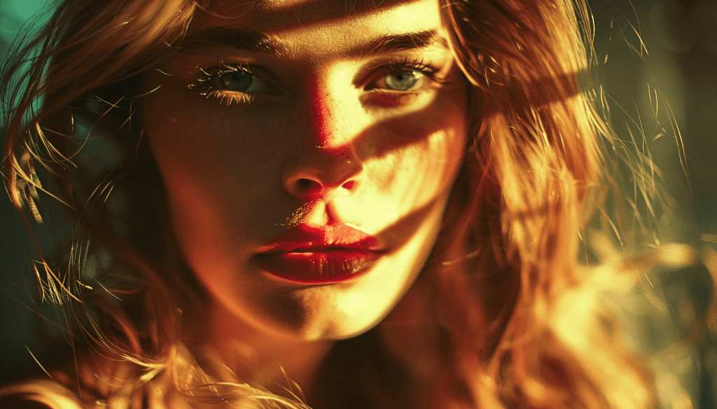 Portrait of a young woman with sun-kissed skin highlighted by the golden hour light.